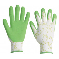 Garden gloves polyester with green latex cover. 8th edition with article