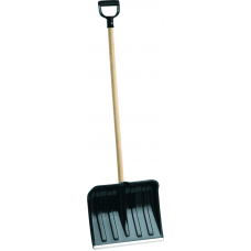 Snow shovel with a wooden handle