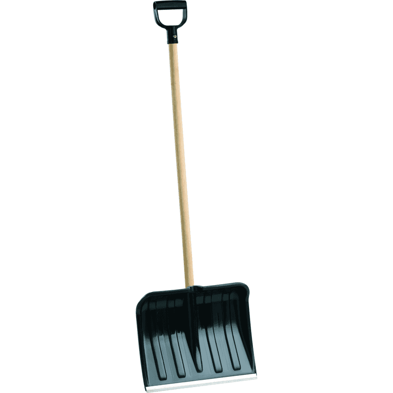 Snow shovel with a wooden handle