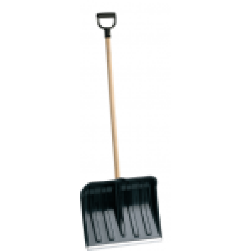 Snow shovel with a wooden handle